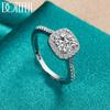 925 Sterling Silver Fashion Square AAA Zircon Ring Jewelry