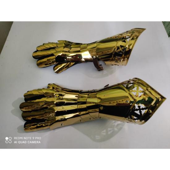 Medieval Knight Gauntlets Gloves Brass Finish Rust Free Metal Handmade