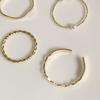 5-teiliges Set mit gewellten Fingerringen im japanischen koreanischen Stil mit Kunstperlen, galvanischen Stapelringen