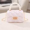 Mini Jelly Bag for Women Pearl Handle Small Crossbody Bag Quilted Design Chain Strap Small Handbag for Girls