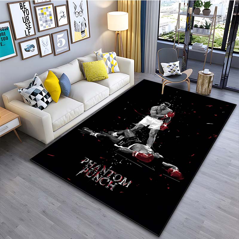 Boxing King Pattern T-Tyson Carpets 15 Sizes Living Room Bedroom Bedside Floor Mat Area Rug Man Cave Home Cloakroom Decoration