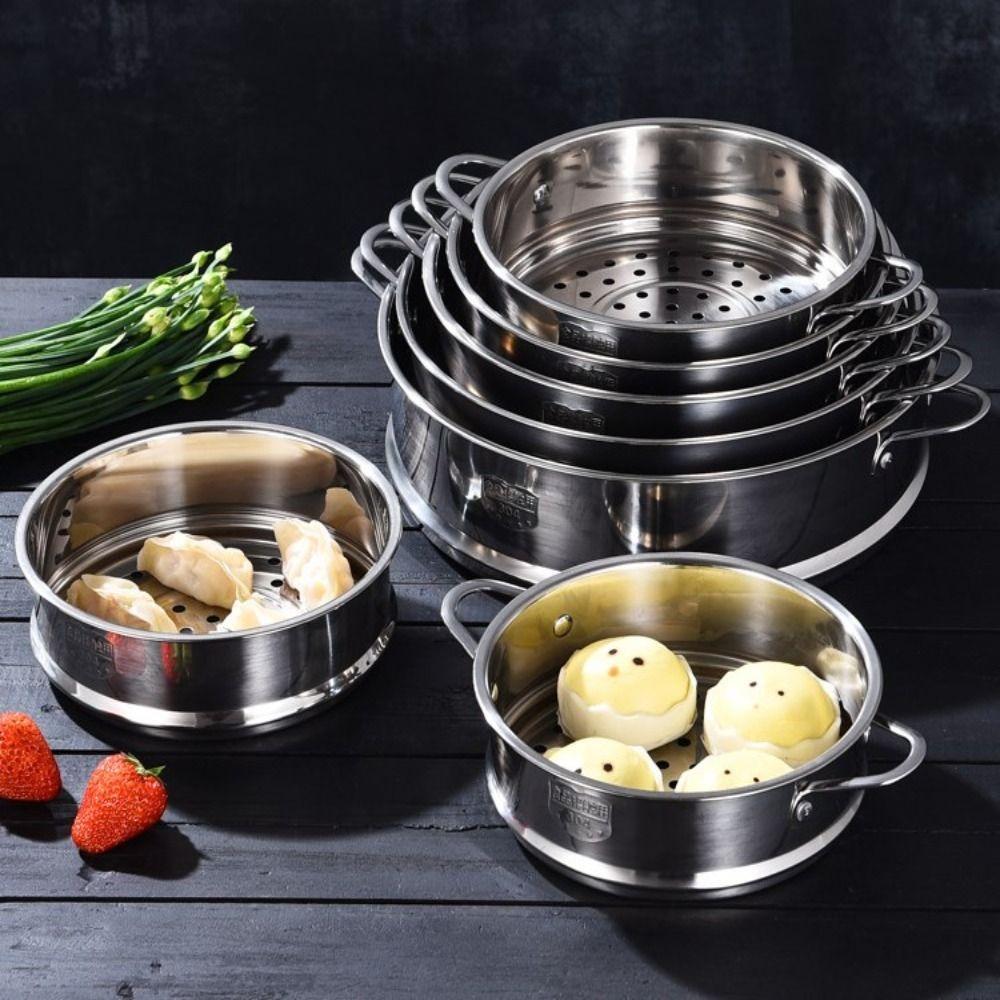 304 Stainless Steel Food Steam Rack 16-32cm Drain Basket New Steamer Basket  Home Cooking