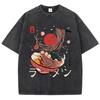 Ramen Noodles Cotton Washed T-Shirt Women Harajuku Printing Tops Comfortable O-Neck Oversized T Shirts All-Match Woman Clothes