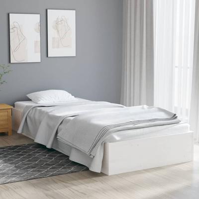 Vidaxl Bed Frame, White, Solid Wood, 90X190 Cm, Single