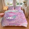 3pcs Sanrio Kuromi's Magical Journey Print Bedding Set (1 Cover + 2 Pillowcases, Without Inserts), This Printed Bedding Set Is Soft and Comf