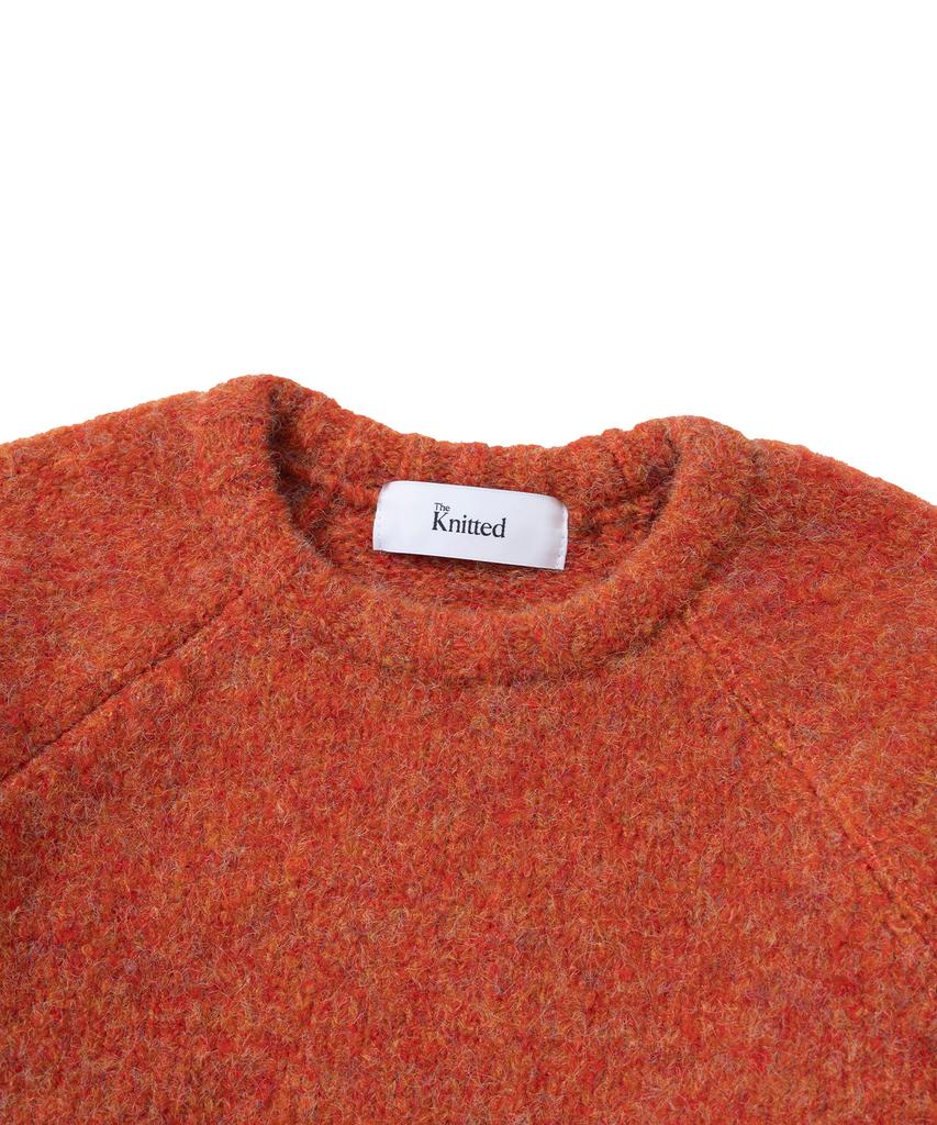 KNITTED (Unisex) Boucle Raglan Crop Round Knit Orange