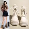 Fashion 2024New Women's Boots Fashion Outdoor Casual Leather Boot Winter Plush Warm Cotton Boots for Womon Zipper Ankle Boot Botas Mujer