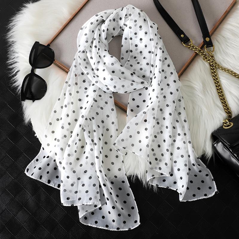 Dames Chiffon Stippen Sjaal Sjaal Veelzijdig Zonbescherming Decoratieve Sjaals Luxe Elegante Dame