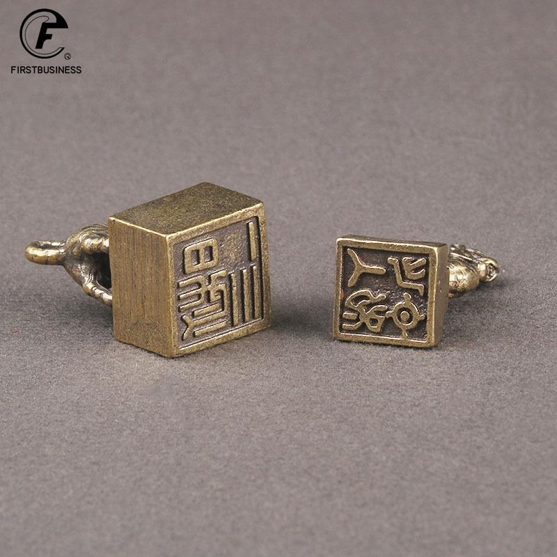 Copper Tiger Seal Ornament Lucky Feng Shui Decorations Crafts Bronze Animal Miniature Figurine Home Office Decor Accessories