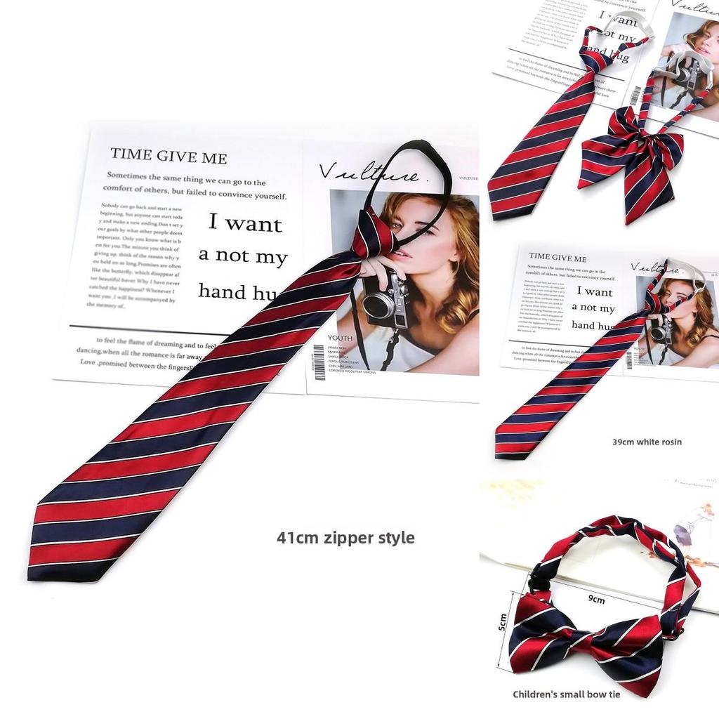 Kids School Uniform Bowtie With Striped Polyester Material For Graduation Photos