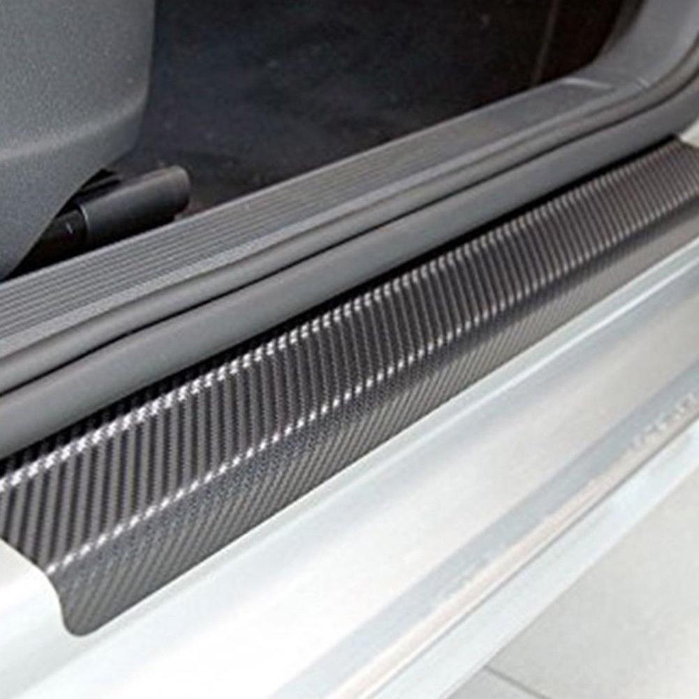 4Pcs/Set 3D Carbon Fiber Car Door Sticker Sill Scuff Cover Anti-Scratch Film Car Protected Stickers ADM