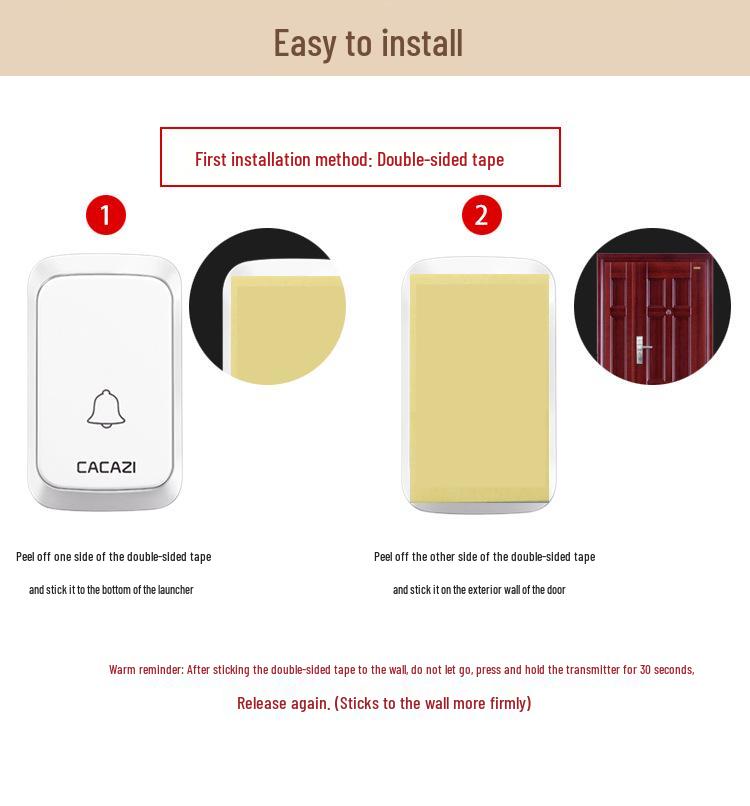 Dual Receiver & Transmitter Wireless Doorbell for Home - Waterproof, Flashing, Battery-Powered, No Plug-in Needed.