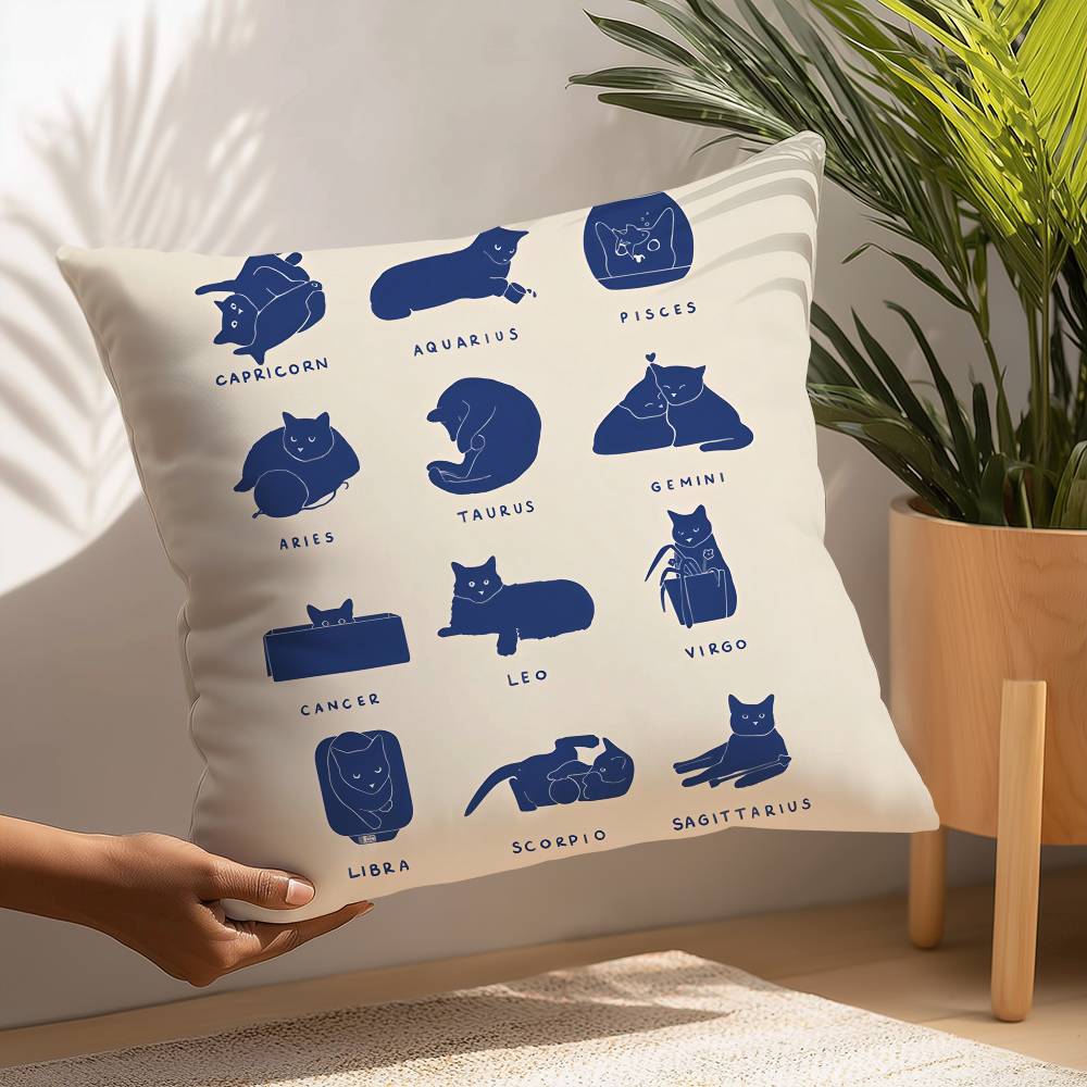 Minimalist Cute Animal Wall Art Pillow Case Plush Fabric Soft Pillowcase Double Sided Print Cushion Cover Household Gifts