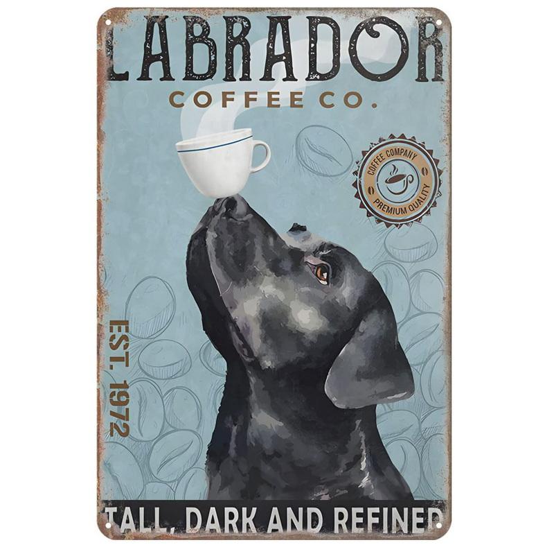 Vintage Dog Metal Tin Sign Labrador Corgi Boxer Pitbull Wall Art Poster Retro Iron Plaque for Cafe Home Decor