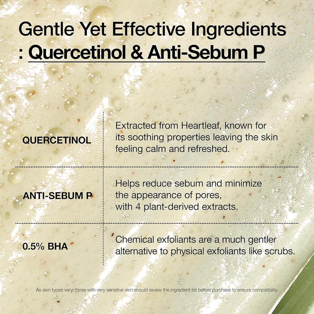 Anua Heartleaf Quercetinol Espuma de Limpeza Profunda de Poros 150ml (+25ml) Sabonete Facial Coreano para Limpeza de Poros com BHA