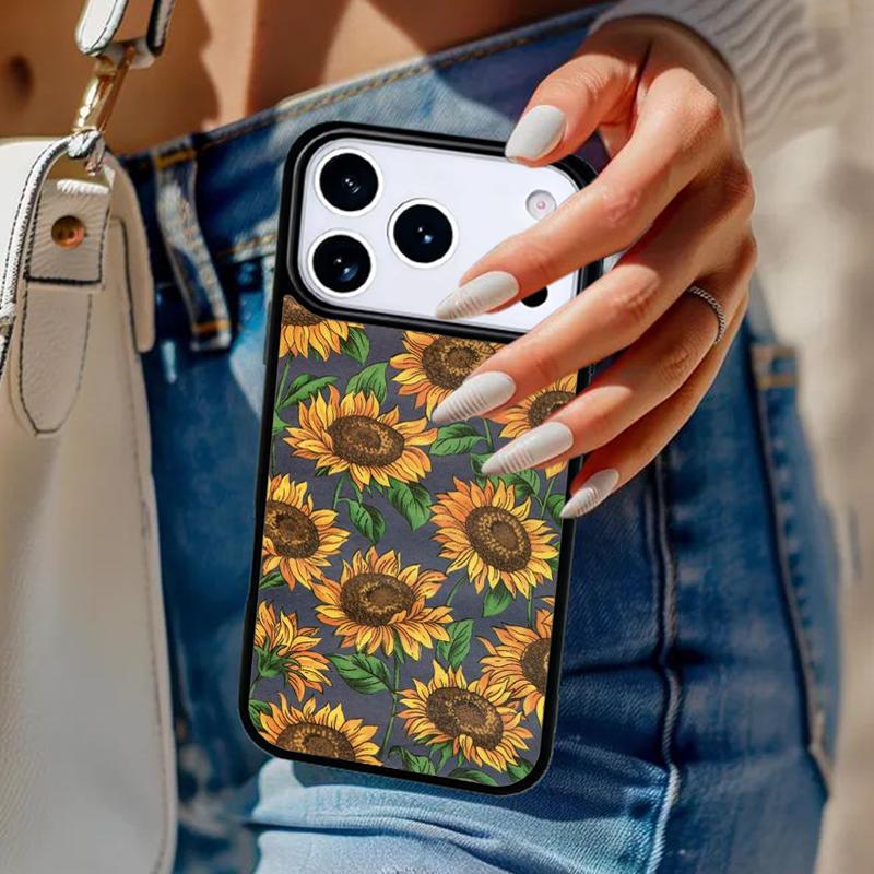 Sunflower Floral Phone Case For iPhone 17 Air 14 15 13 12 Max Cover For Apple 16e 11 Pro Max Plus Coque
