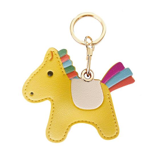 Keychain Pendant Cartoon Horse Shape Key Holder Imitation Leather Access Control Card Holder Bag Charm Decorative Keychain Accessory