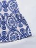 Summer 2026 Ethnic Style Spaghetti Strap Printed Backless Dress - Women's European & American Slit Waist-Cinching Dress