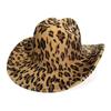 Neuer Hut mit Leopardenmuster Europäischer und Amerikanischer Stil Mode Western Cowboyhut Outdoor Hut mit großem Schirm Jazzhut Herren und Damen Zylinderhut