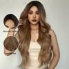 Fiber Wig Fiber High-Temperature Wig Brown Medium Gradient Long Curly Hair Chemical Ladies Wig