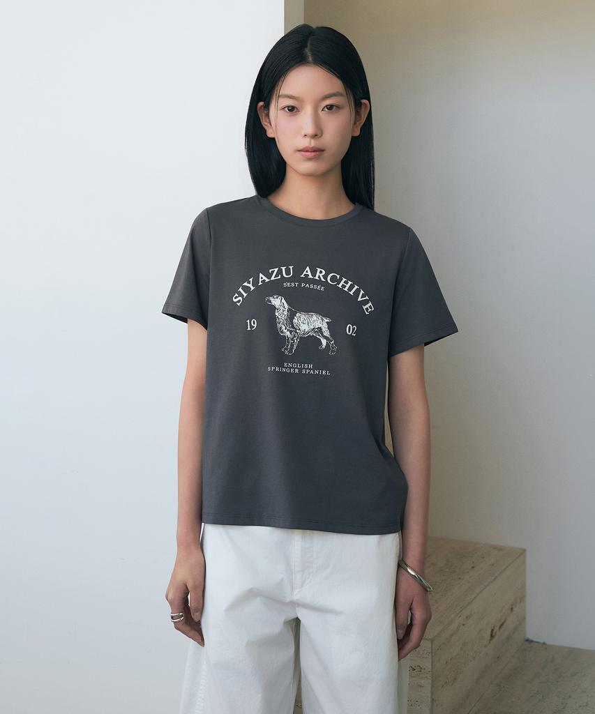 Siyajyu Sitp5191 Archive Houndstooth Print Short Sleeve T-Shirt_Charcoal