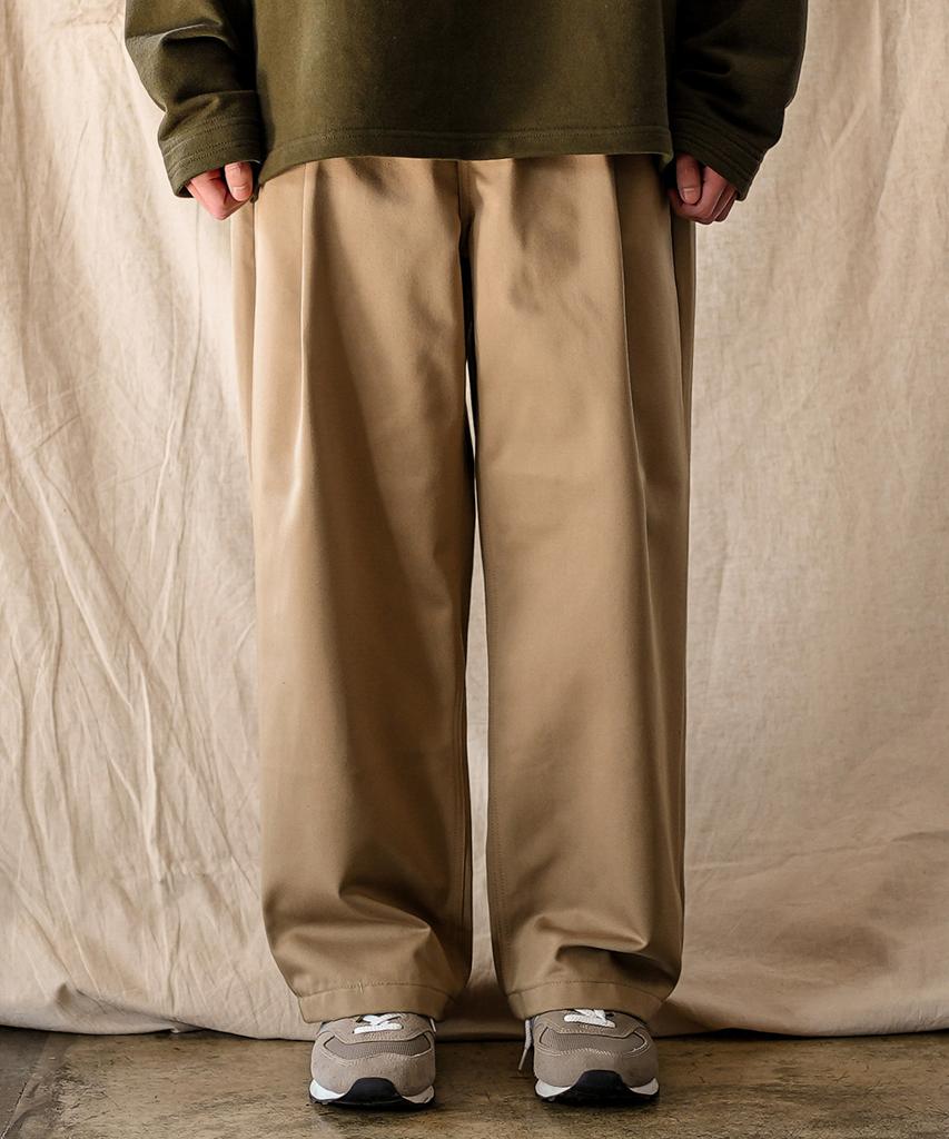 JEMUT Deck One-Pleat Cp Wide Pants Beige Solp2602