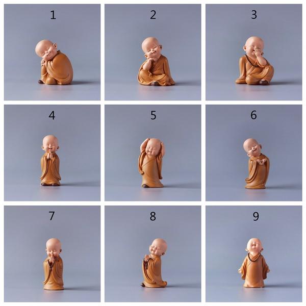 Small Cute Buddha Statue Monk Chinese Style Resin Handicrafts Figurine Ornament Home Decor
