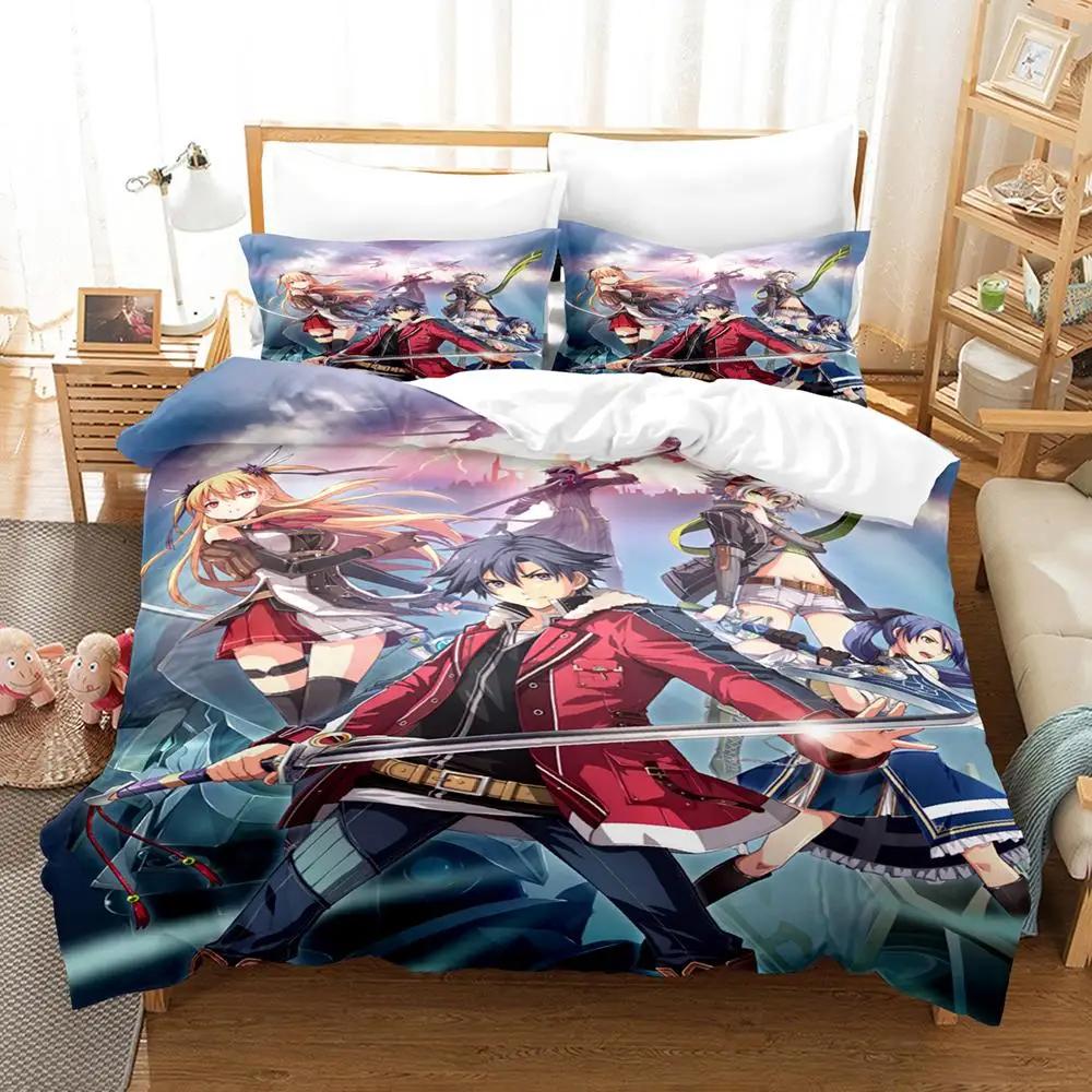 Anime Leģenda par Varoņiem Gultasveļas Komplekts Segas Pārvalks Gultas Komplekts Segas Pārvalks Spilvendrāna Gultas Pārklājs King Queen Izmērs Zēniem Pieaugušiem Gultasveļas Komplekts