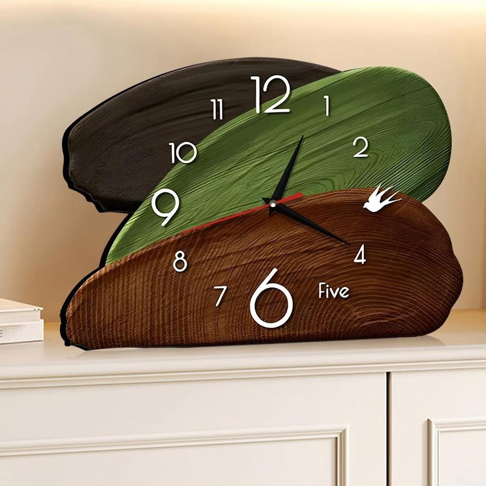 Vintage Desktop Clocks Ornament, Light Luxury Designer Creative Wall Clocks for Living Room,Silent Desktop Clock Decor for Home