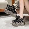 Fashion 9.5CM New Breathable Mesh Spring Autumn Chunky Sneakers Heels High Platform Dad Shoes Women Fashion Wedges Casual Sport Sneakers