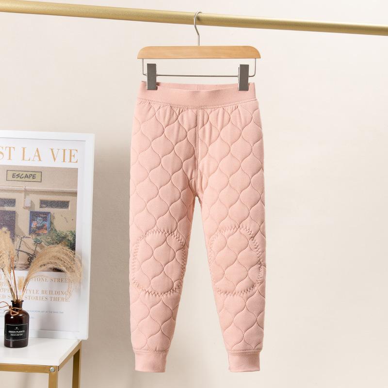 Children's Warm Girls and Boys Quilted Thick Cotton Trousers Winter Silk Trousers Trousers
