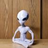 Meditation Alien Statue, 3D Printed Alien Yoga Meditation Ornament, Halloween Decoration Room Space Fun Stress Relief Decoration