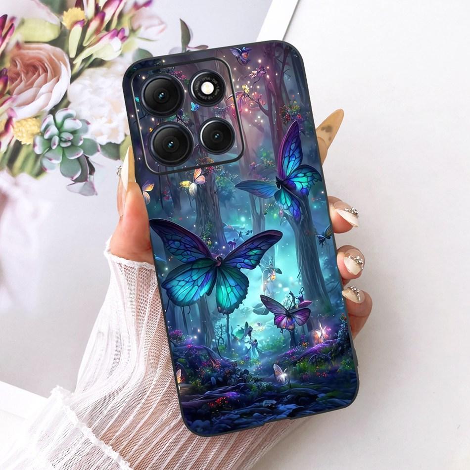 For Motorola Moto G86 Power Cute Flower Butterfly Cat Painted Case For Moto G86 G86Power Black Silicone Soft Phone Cases