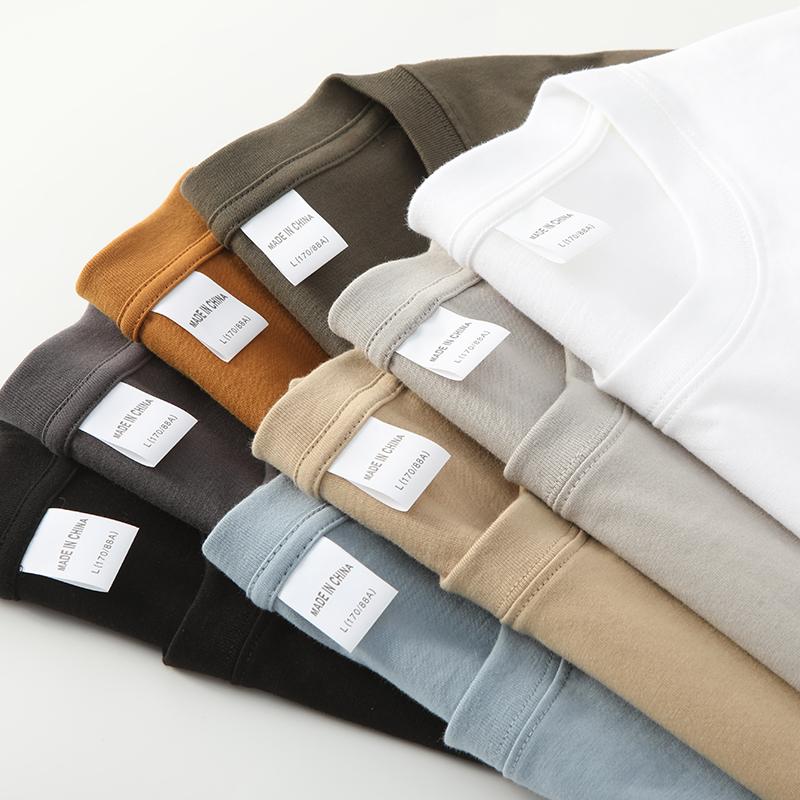 220g Men's Cotton Summer T-Shirt Loose Fit Solid Color O-Neck Tee Shirt Short Sleeve Casual Streetwear