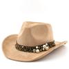 European and American Fashion Leopard Print Pearl Suede Top Hat Women's Jazz Hat Autumn and Winter Versatile Felt Hat Flat Edge Cowboy Hat
