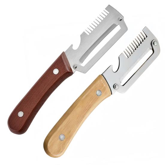 Edelstahl-Gemüseschäler mit Holzgriff 2-in-1 Obst-Kartoffelschäler