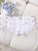 European & American Sexy Low-Waist Distressed Lace-Up Hot Pants for Women - Spring/Summer