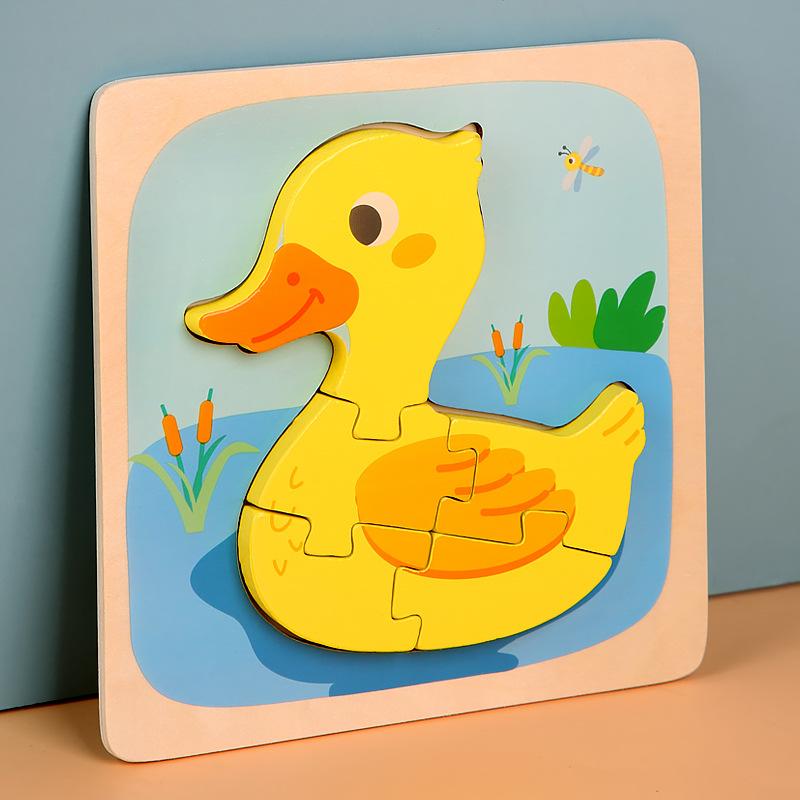 Wooden Toys/children's Cartoon Three-dimensional Puzzle/training Concentration/early Education Building Blocks/animal Puzzle Toys