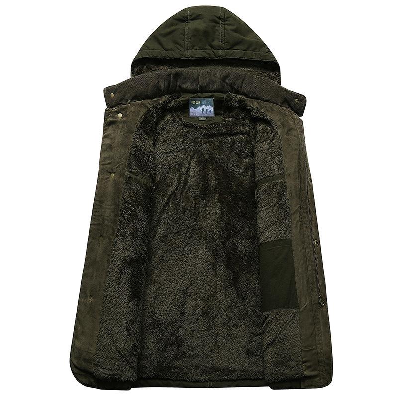 Men's Cotton-padded Coat Plus Velvet Thickened Mid-length Winter Cotton-padded Jacket Large Size Cotton-padded Jacket for Men