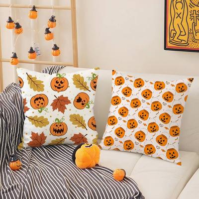 Federa Cuscino Carina Halloween Zucca Spaventosa Atmosfera Festiva Horror Peluche Corto Stampa Double-sided Copricuscino per la Casa