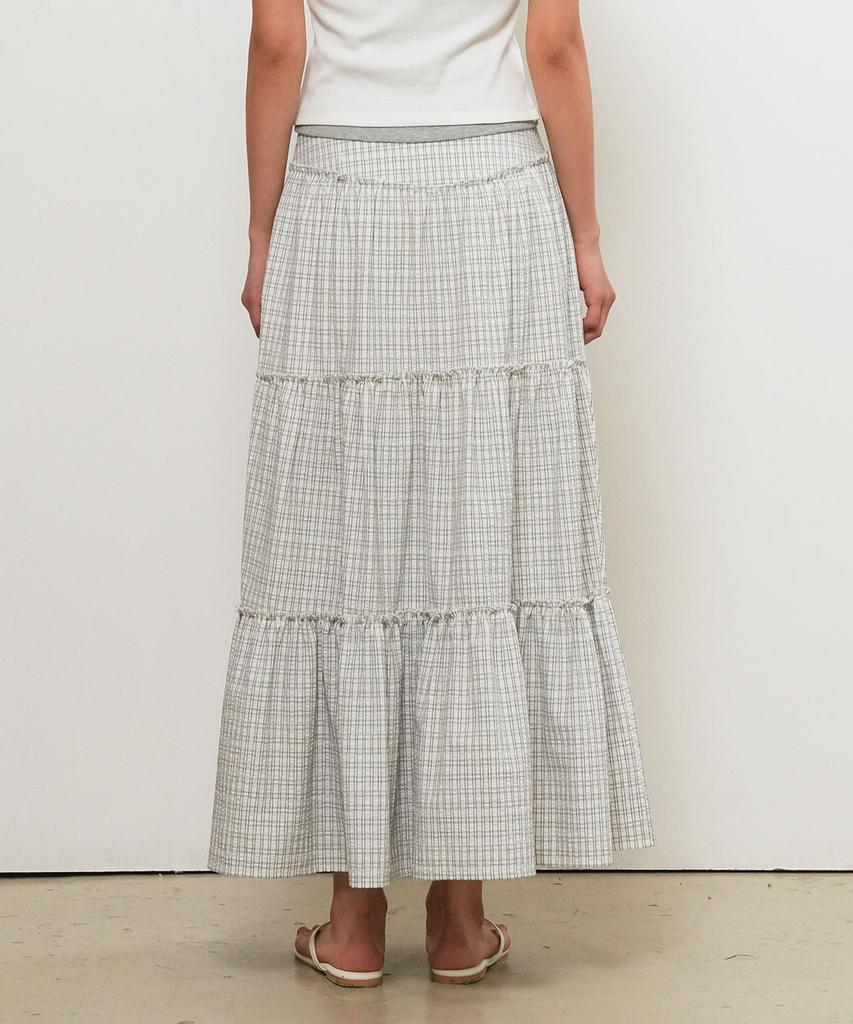 General Idea Shirred Tiered Long Skirt [Check] / Gf2Lsk511