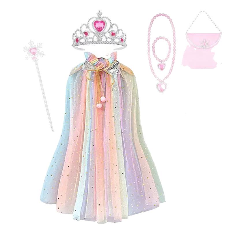 Elsa Princess Crown & Magic Wand Set, Frozen Inspired Girls Tiara Hair Accessories for Kids Dress Up
