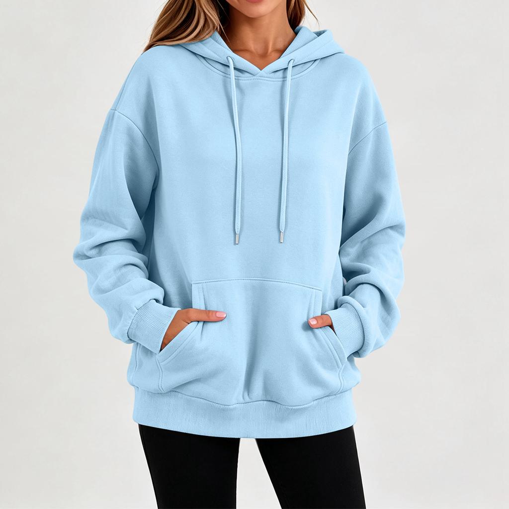 Women's Fashion Long Sleeve Color Hoodie Casual Pullover for Everyday Wear
