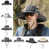 Fisherman Hat Outdoor Fishing Hat with Moisture-Wicking Mesh Design Waterproof Coating Wide-Brimmed Dual-Power Solar Fan Hat