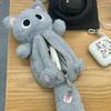 1 Pcs Gray Plush Cat Pen Bag Cute Desktop Cartoon Stationery Storage Bag Pencil Case