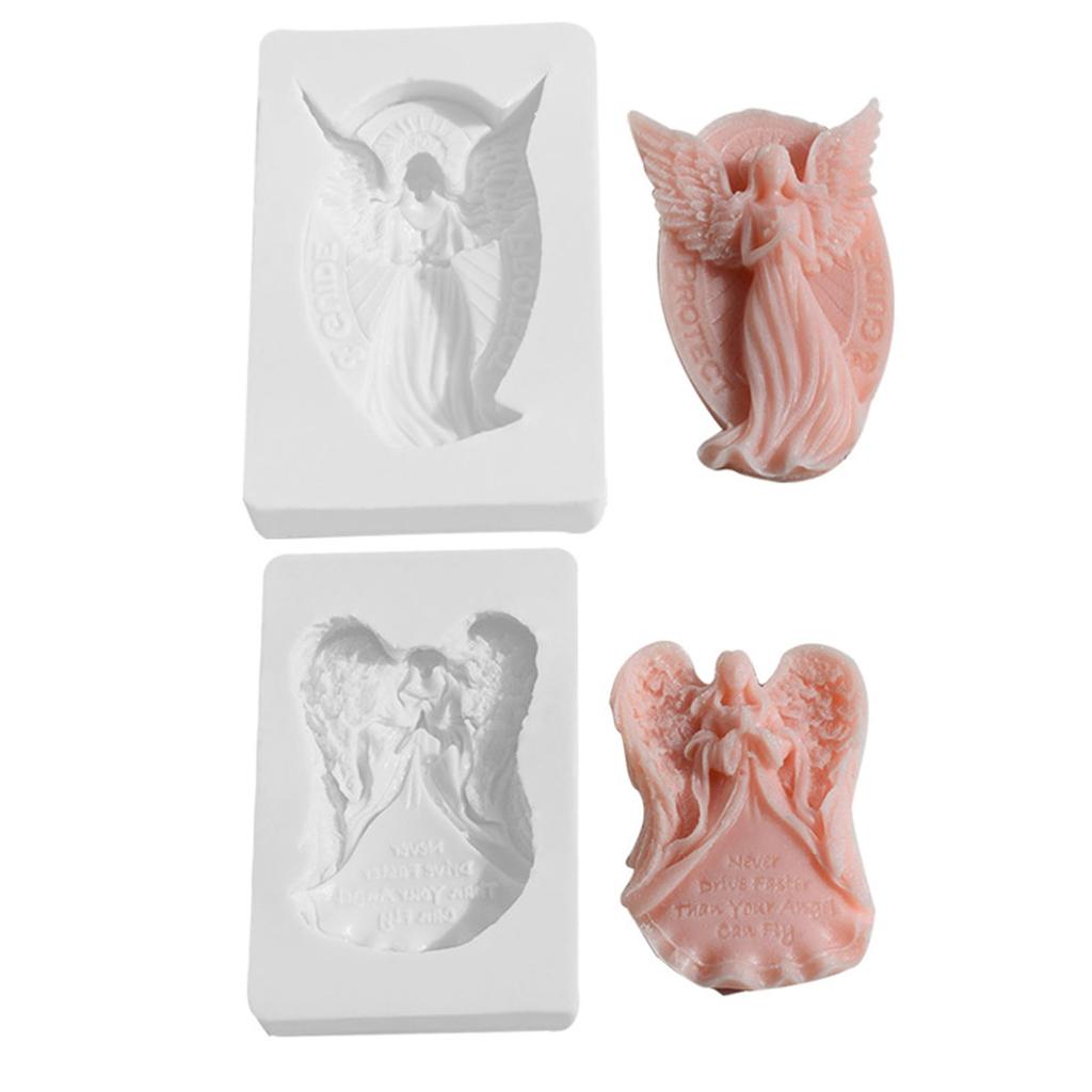 Pray Angel Cake Plaster Mold Diy Angel Wings Portrait Cake Aromath Candle Chocolate Fondant Mold Baking Tool