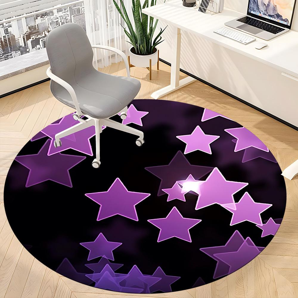 1 stuks Paarse Sterren Stoel Tapijt voor Kantoor, Binnen Antislip Wasbaar Polyester Vezel Tapijt,