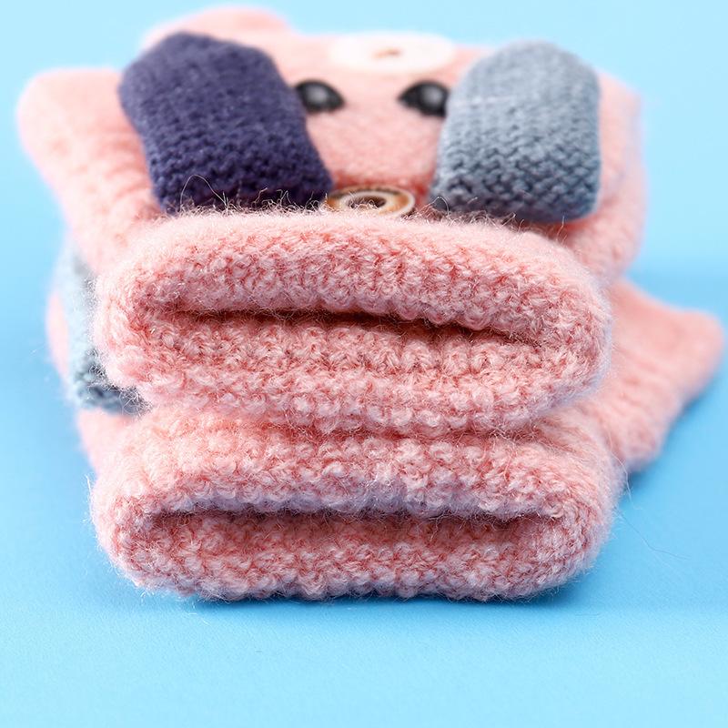 Children's Half Finger Knitted Gloves Autumn and Winter Warm Keeping Pupils' Writing Cartoon Cold Proof and Warm Keeping Boys' and Girls' Gloves