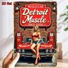 Bádogtábla Izomautó Detroit Fém Tábla Faldekoráció Vintage Retro Garázs Bár Dekoráció Tűkkel Szexi Lány Klasszikus Piros Hot Rodon S