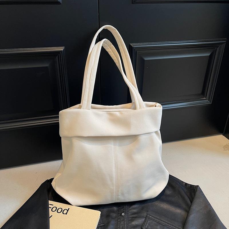 New casual canvas fashionable solid color large capacity solid color tote canvas crossbody shoulder portable tote bag